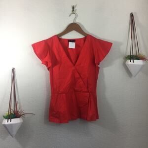 NWT J. Crew red peplum style shirt sleeve blouse